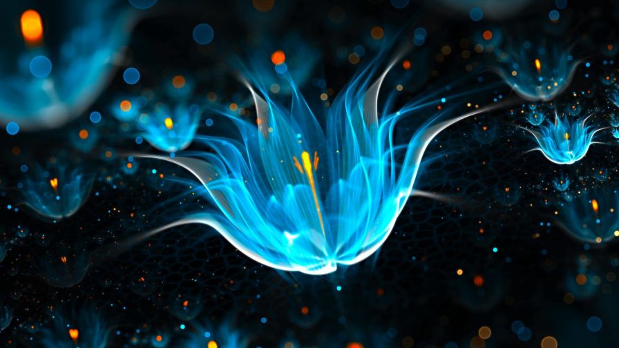 Blue Artistic Flower Wallpaper 086