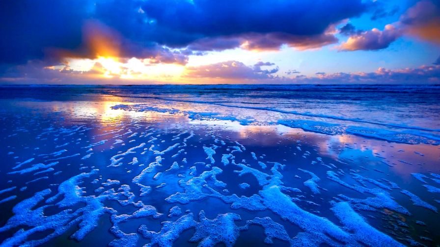 Tide Sunset Waves Wallpaper 374